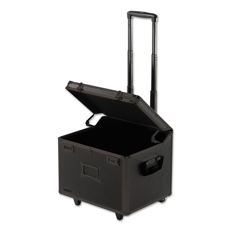 Vaultz File Boxes, MDF; PVC, 17.5" W, 15.5" D, 14.5" H, Hinged Lid Closure, Black VZ00307